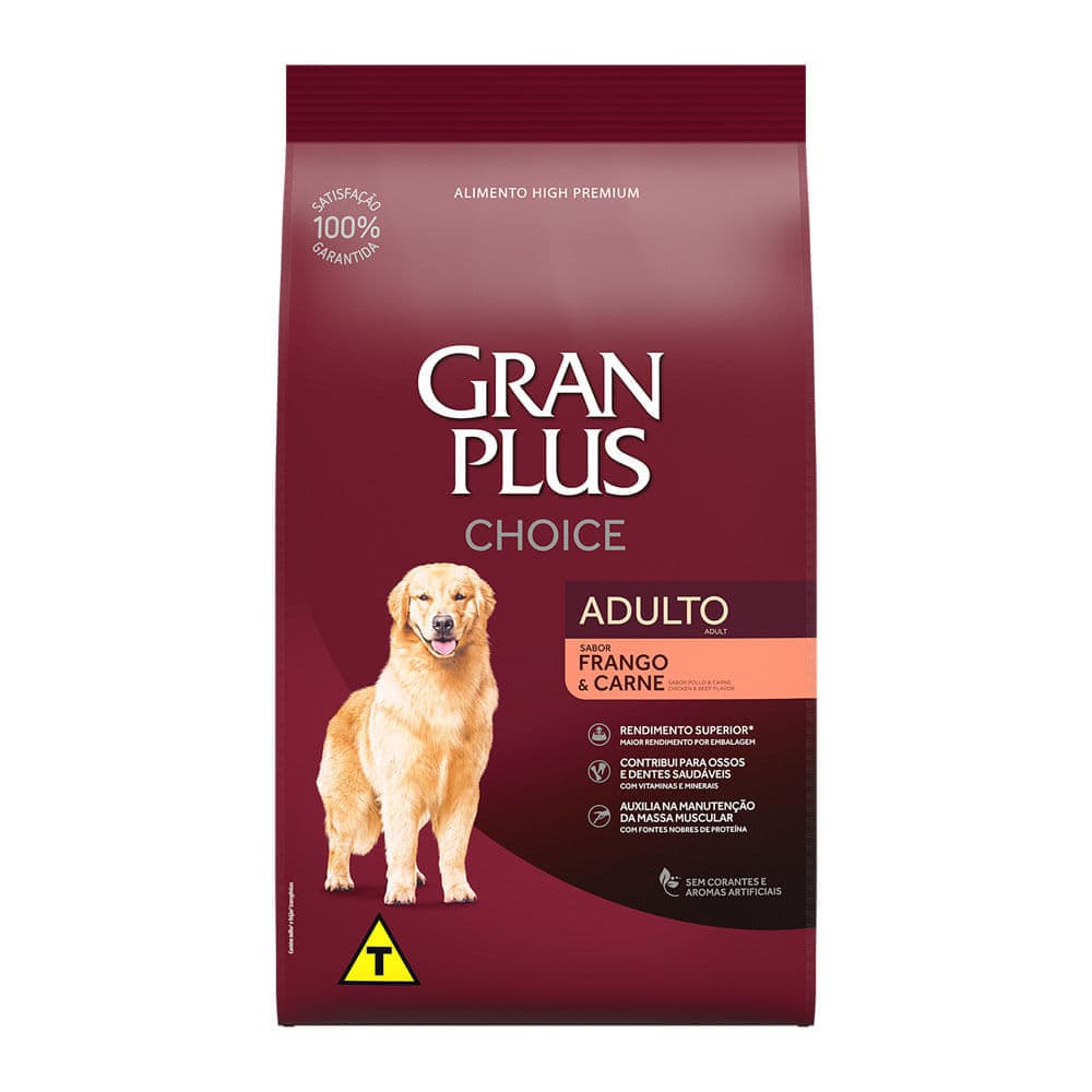 Ração Gran Plus Choice Adultos Frango e Carne