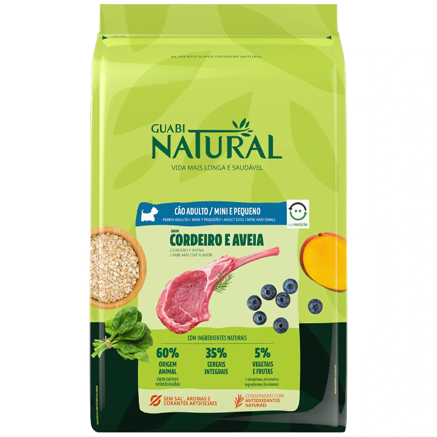 Ração Guabi Natural Adultos Raças Mini e Pequenas Cordeiro e Aveia