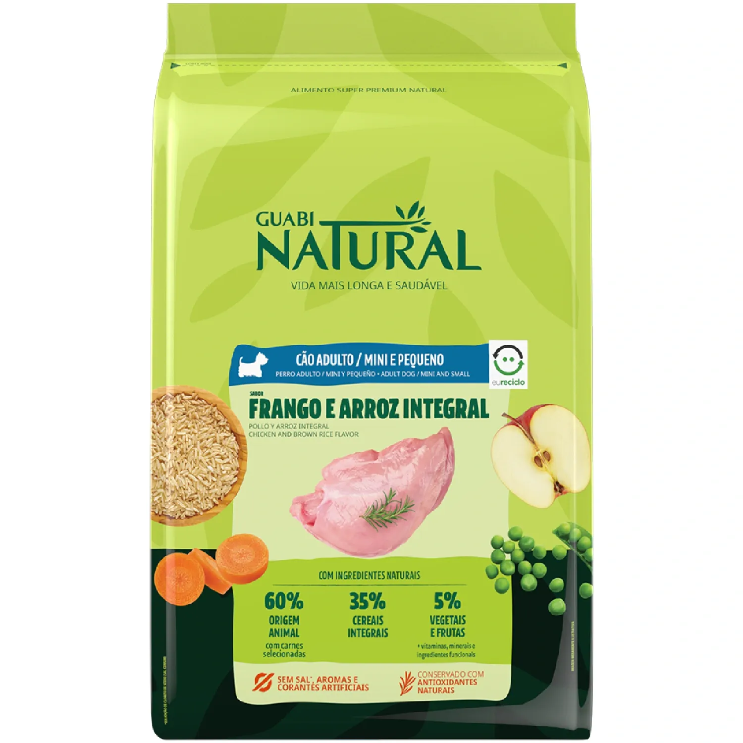 Ração Guabi Natural Adultos Raças Mini e Pequenas Frango e Arroz Integral